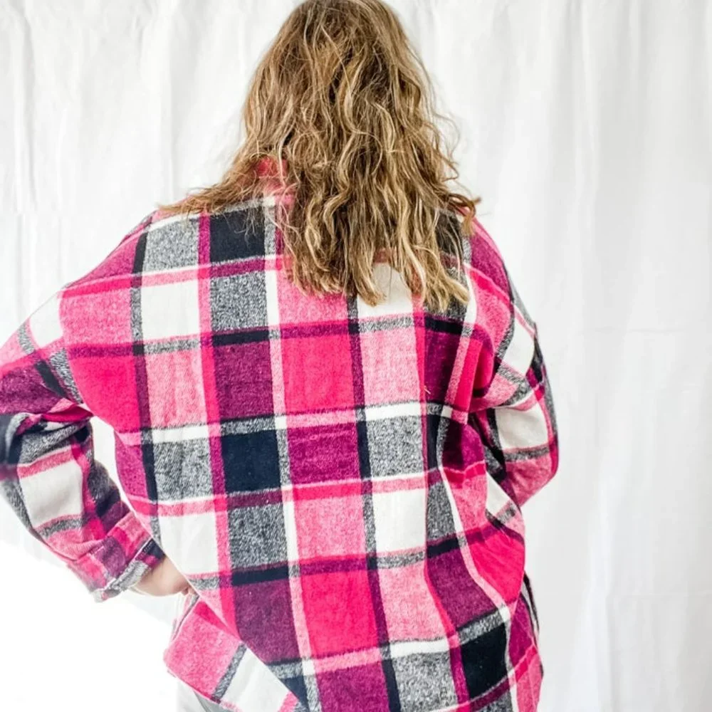 Pink Flannel Shacket - Picture 2 of 2